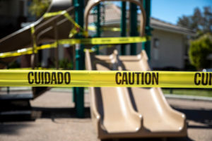 Playground blocked with cautionary tape